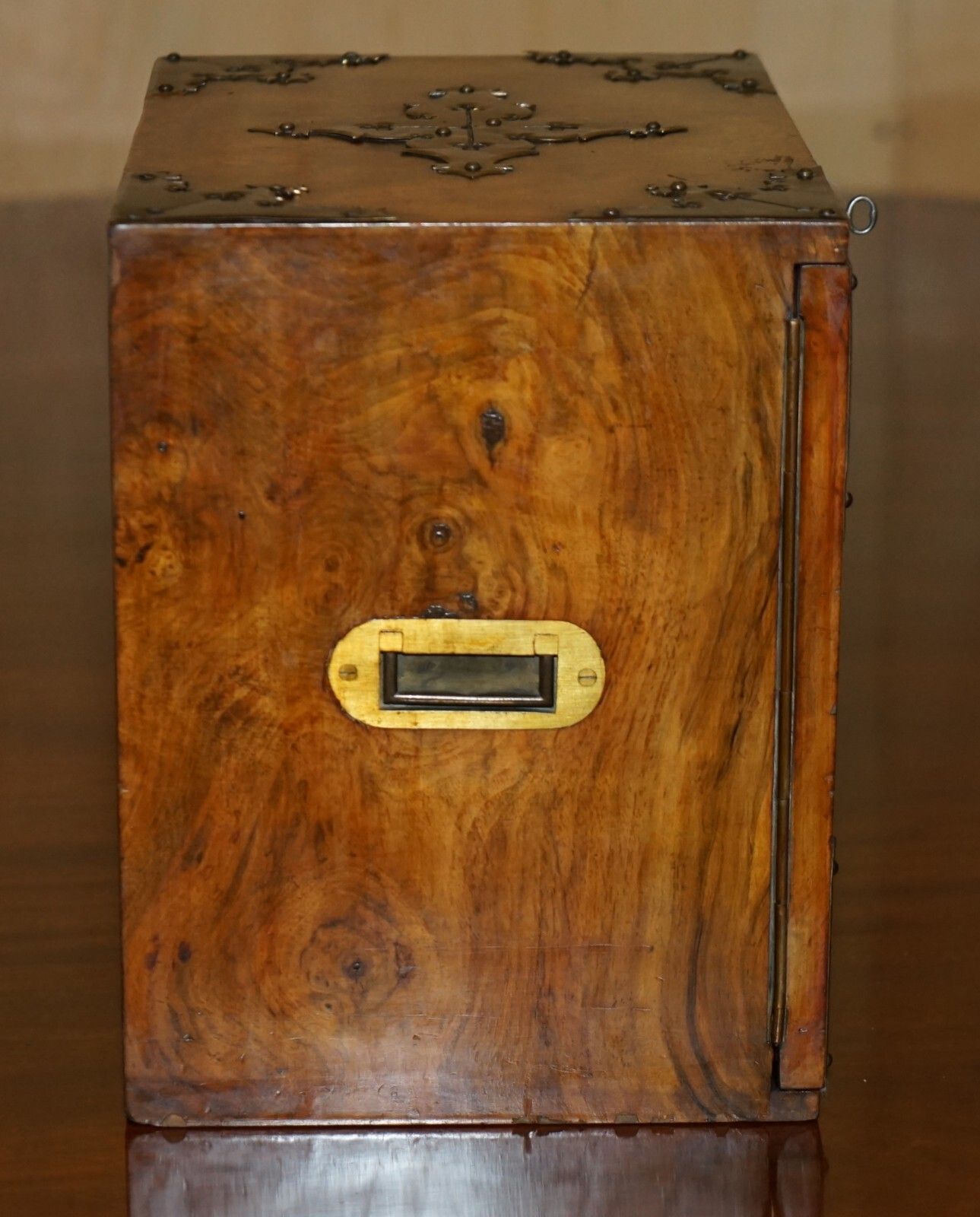 photo for sale Exquisite Antique Regency Circa 1820 Burr Walnut & Brass Cigar Humidor Chest