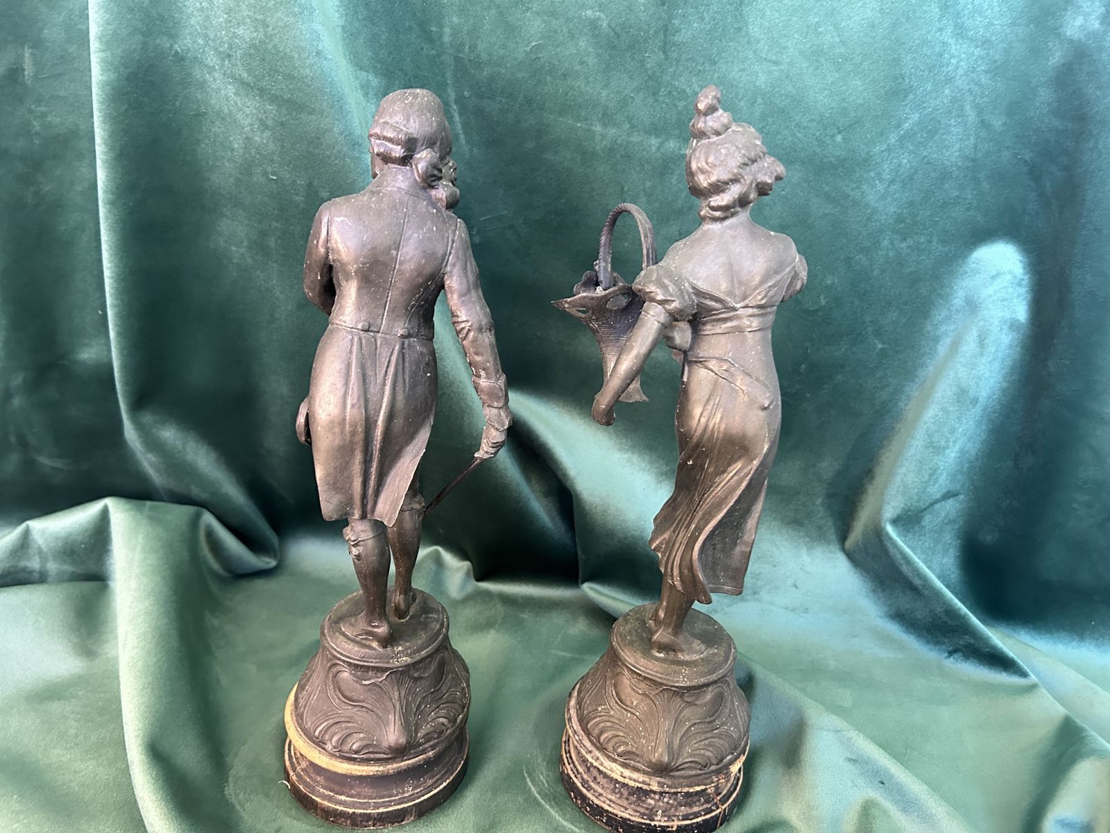 Antique Spelter Figures Of Lady And Gentlemen photo buy