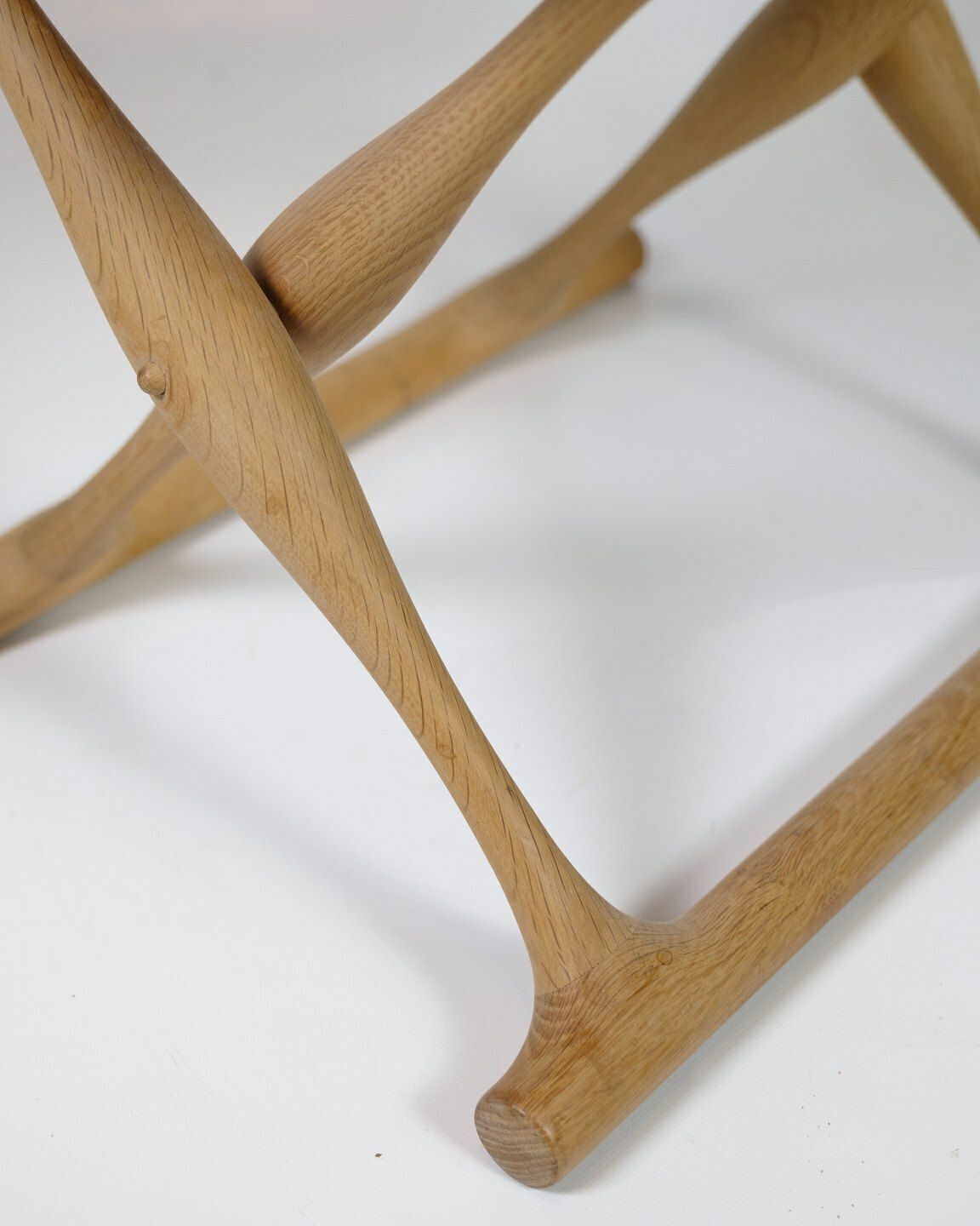 Stool "Gold High Chair" Model Ph 43 In Oak With Seat Of Stretched Black Full Grain Leather By Poul Hundevad photo Furniture