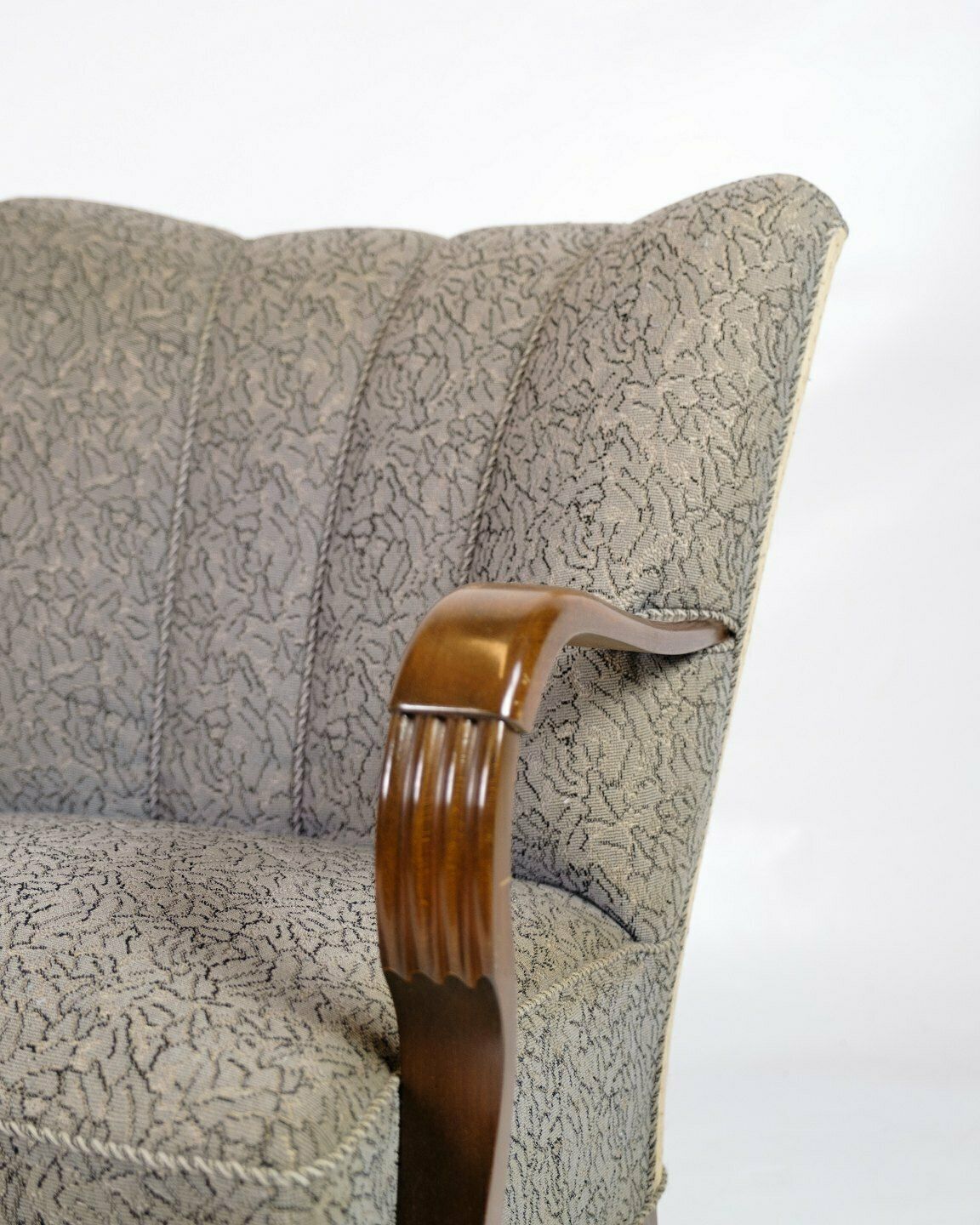 Set Of 2 Armchairs In Polished Dark Wood & Upholstered In Floral Fabric, Danish Design From 1960s photo Furniture