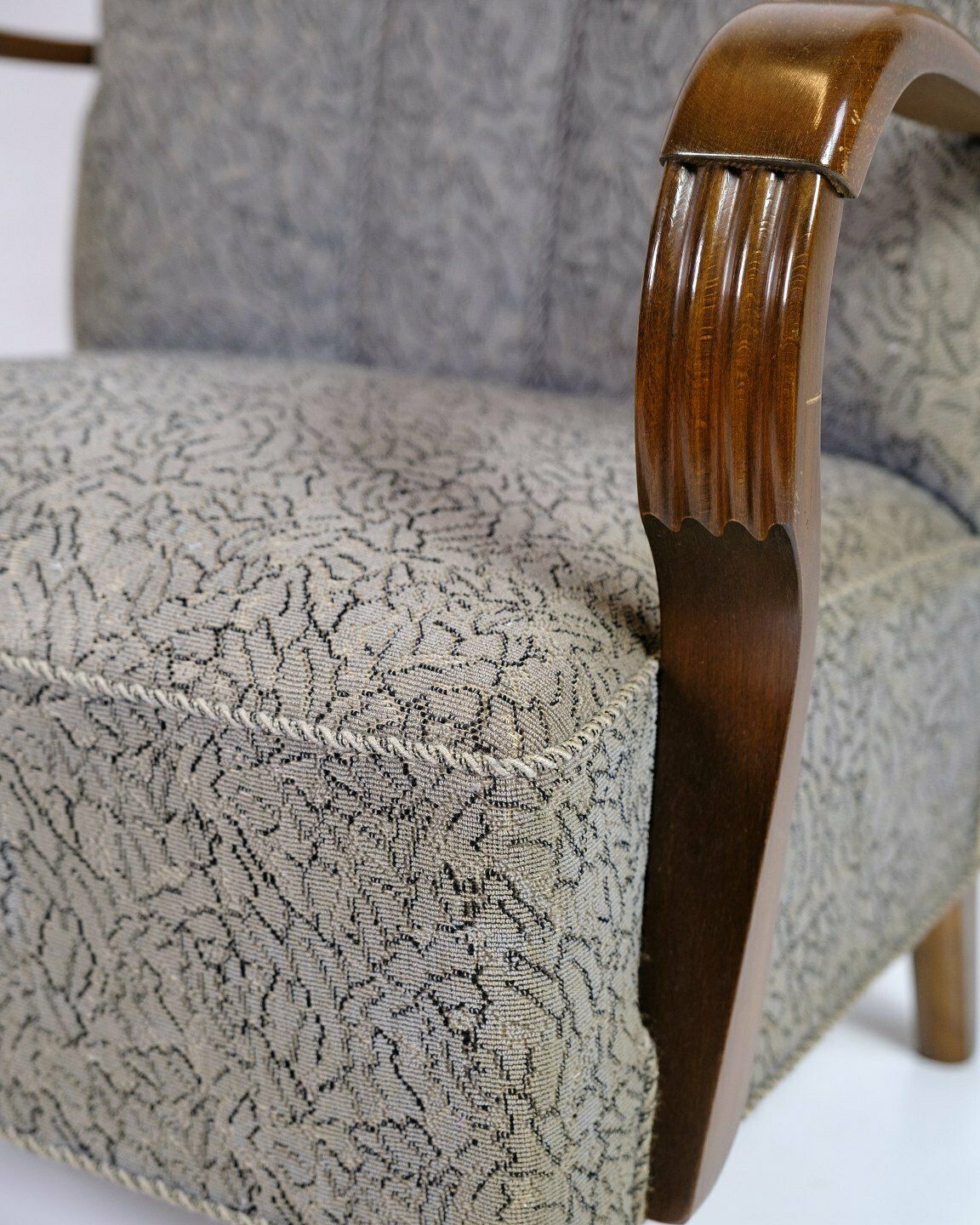 Set Of 2 Armchairs In Polished Dark Wood & Upholstered In Floral Fabric, Danish Design From 1960s photo 2115.0