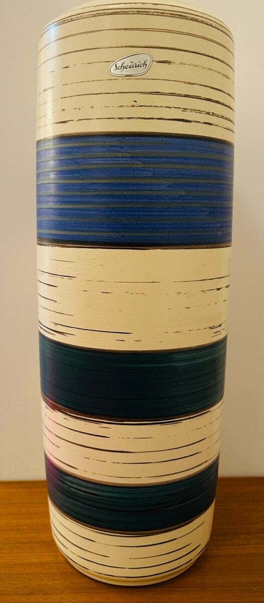 Large 1970s German Scheurich Keramik "Fat Lava" Striped Vase 553 52 photo furniture