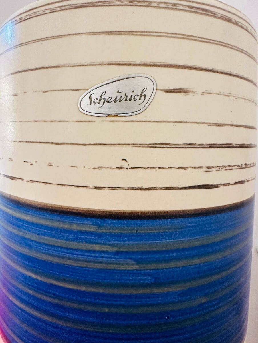 photo furniture Large 1970s German Scheurich Keramik "Fat Lava" Striped Vase 553 52