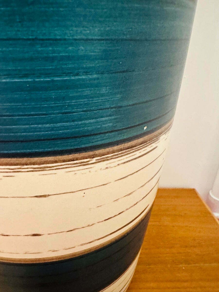 photo vintage Large 1970s German Scheurich Keramik "Fat Lava" Striped Vase 553 52