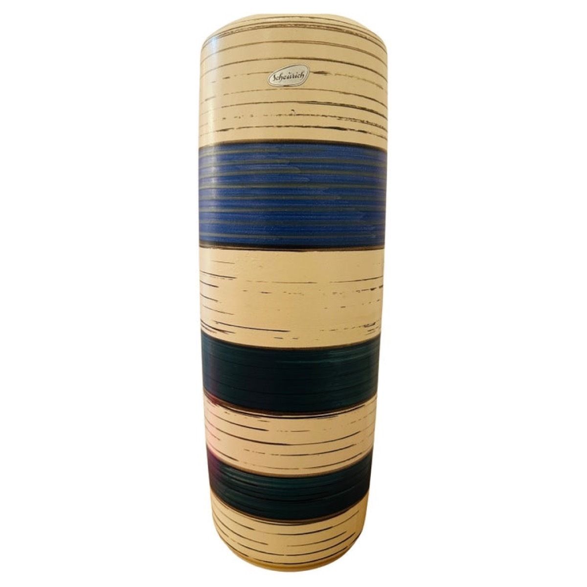 Large 1970s German Scheurich Keramik "Fat Lava" Striped Vase 553 52