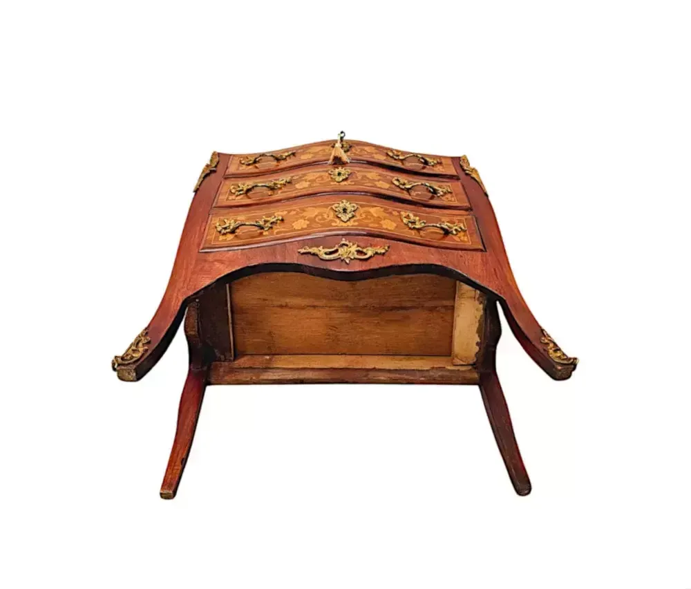 photo for sale A Stunning Late 19th Century Marquetry Inlaid Marble Top Chest Of Drawers