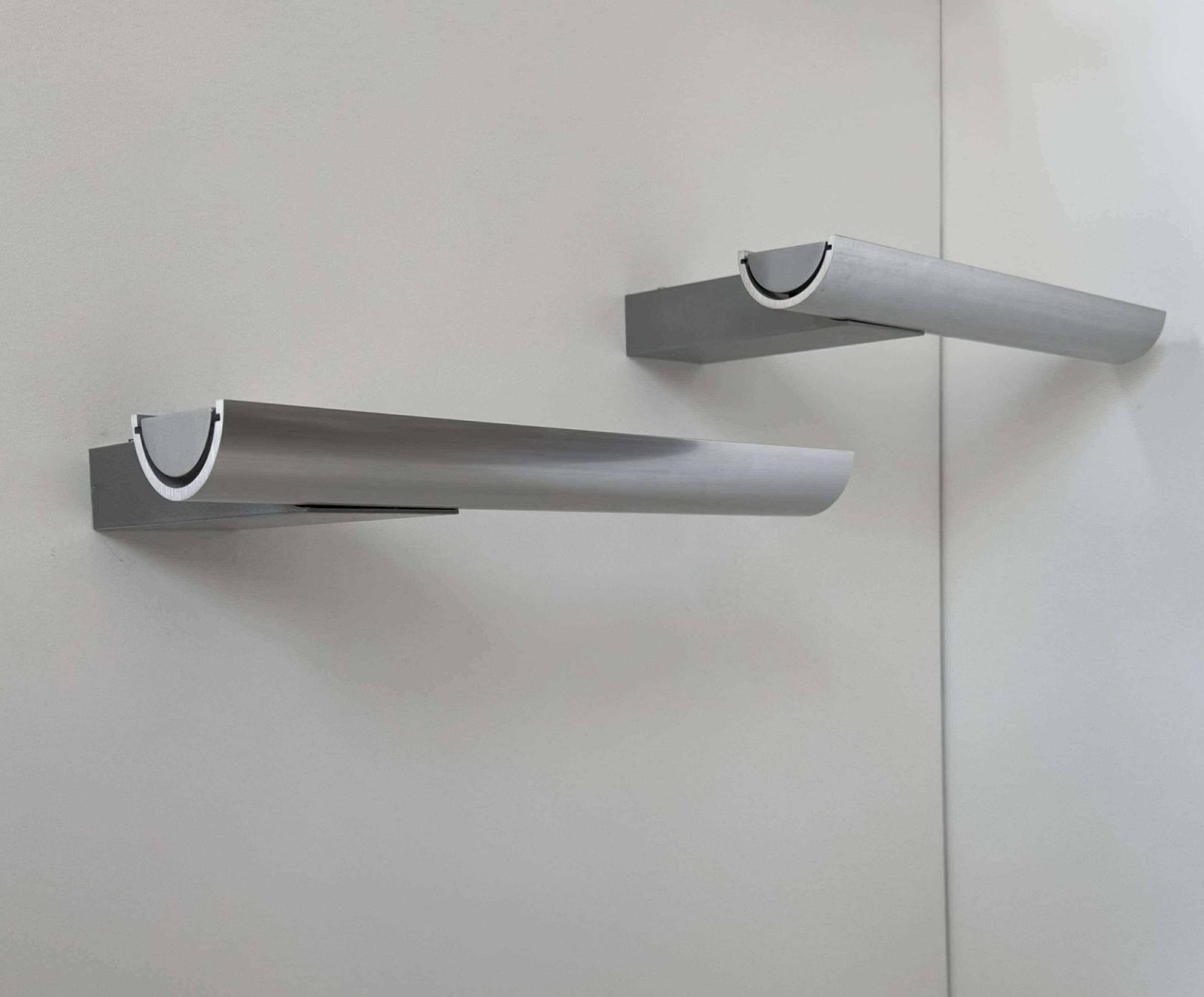 Pair Of Cast Aluminum Wall Lights By Verre Lumière Studio 2065, France 1970 photo Lighting