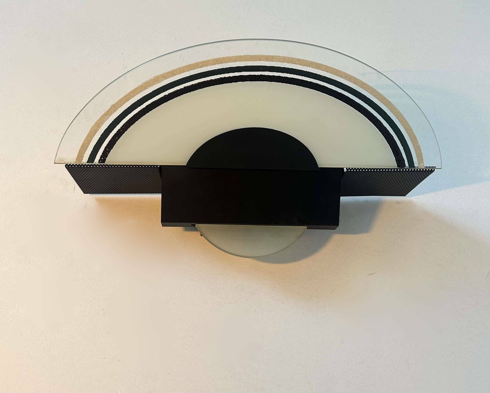 Vintage Sandblasted Glass Wall Lamp By Vetri Murano, Italy 1970 photo furniture