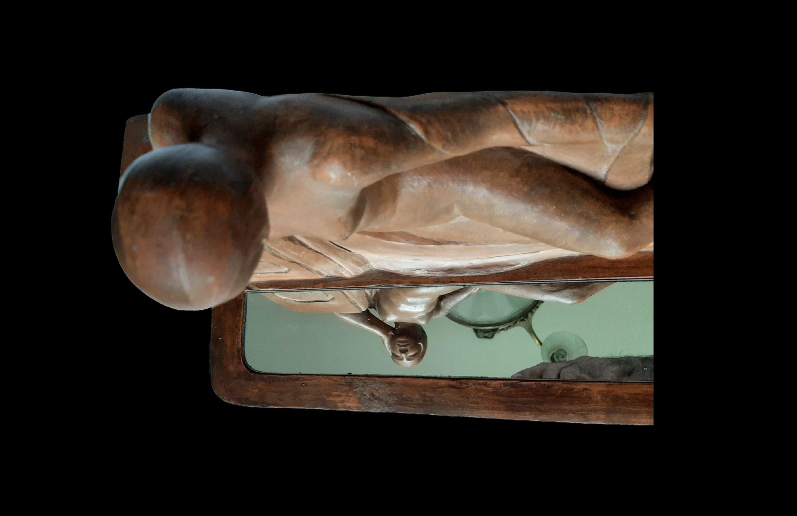Art Deco Terracotta Figure "Refections" Nude Woman Looking Into Lake By Marc Edmond Jacquin France 1930s photo Art