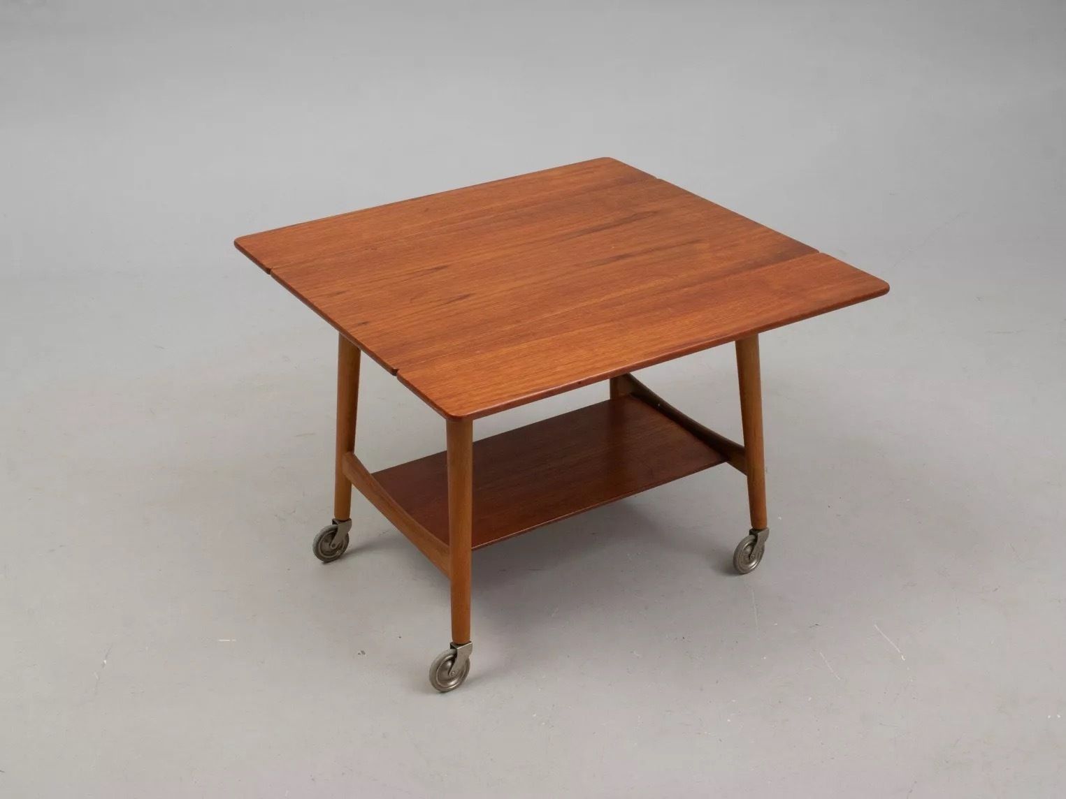 Hans Wegner Side Table, Desk With Wheels For Andreas Tuck, Oak And Teak,  Denmark 1960 photo for sale