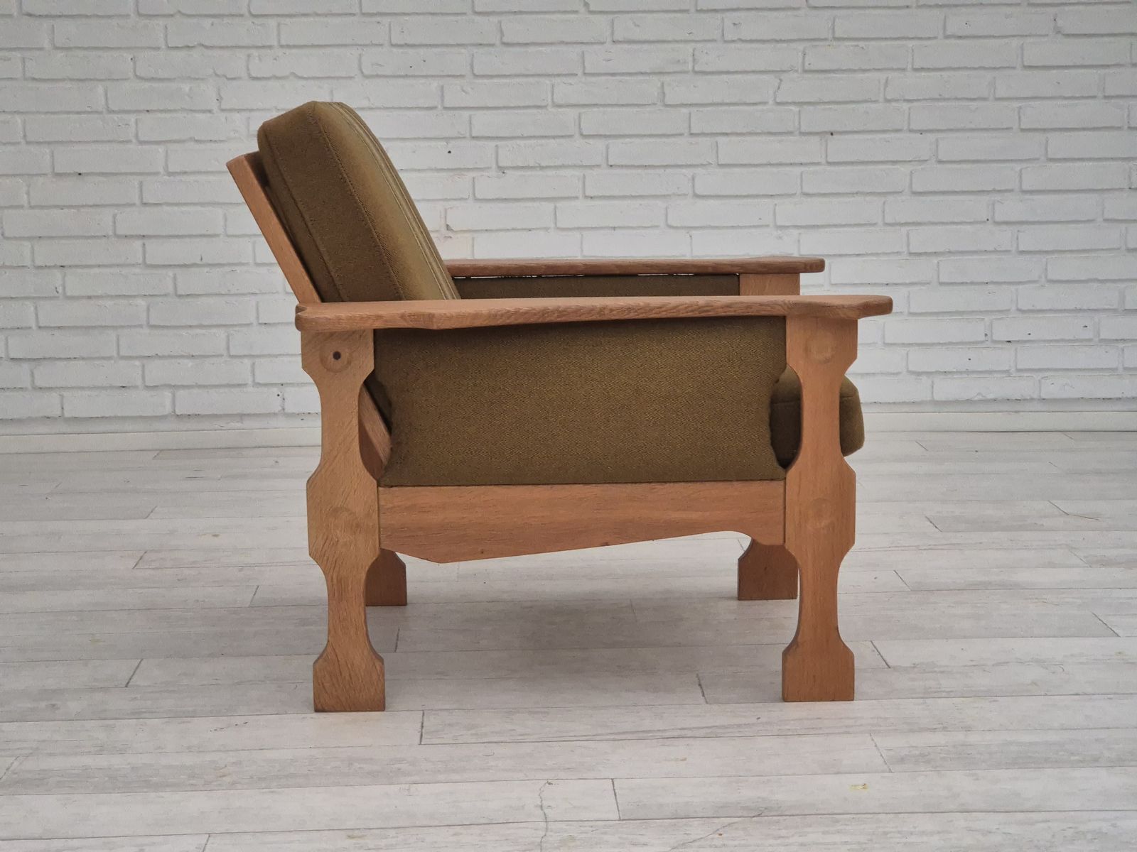 Ca. Jaren 1970, Deens Design, Clubfauteuil, Zeer Goede Staat, Meubelstof Van Wol. photo furniture