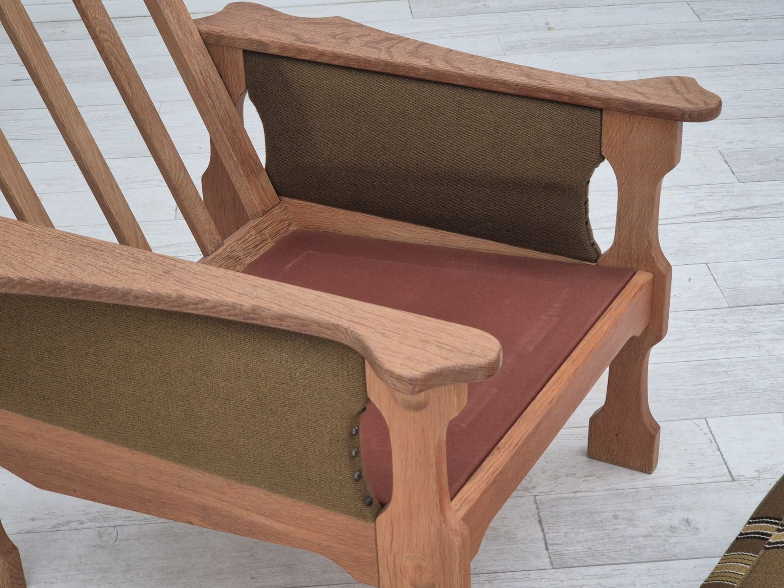 Ca. Jaren 1970, Deens Design, Clubfauteuil, Zeer Goede Staat, Meubelstof Van Wol. photo vintage