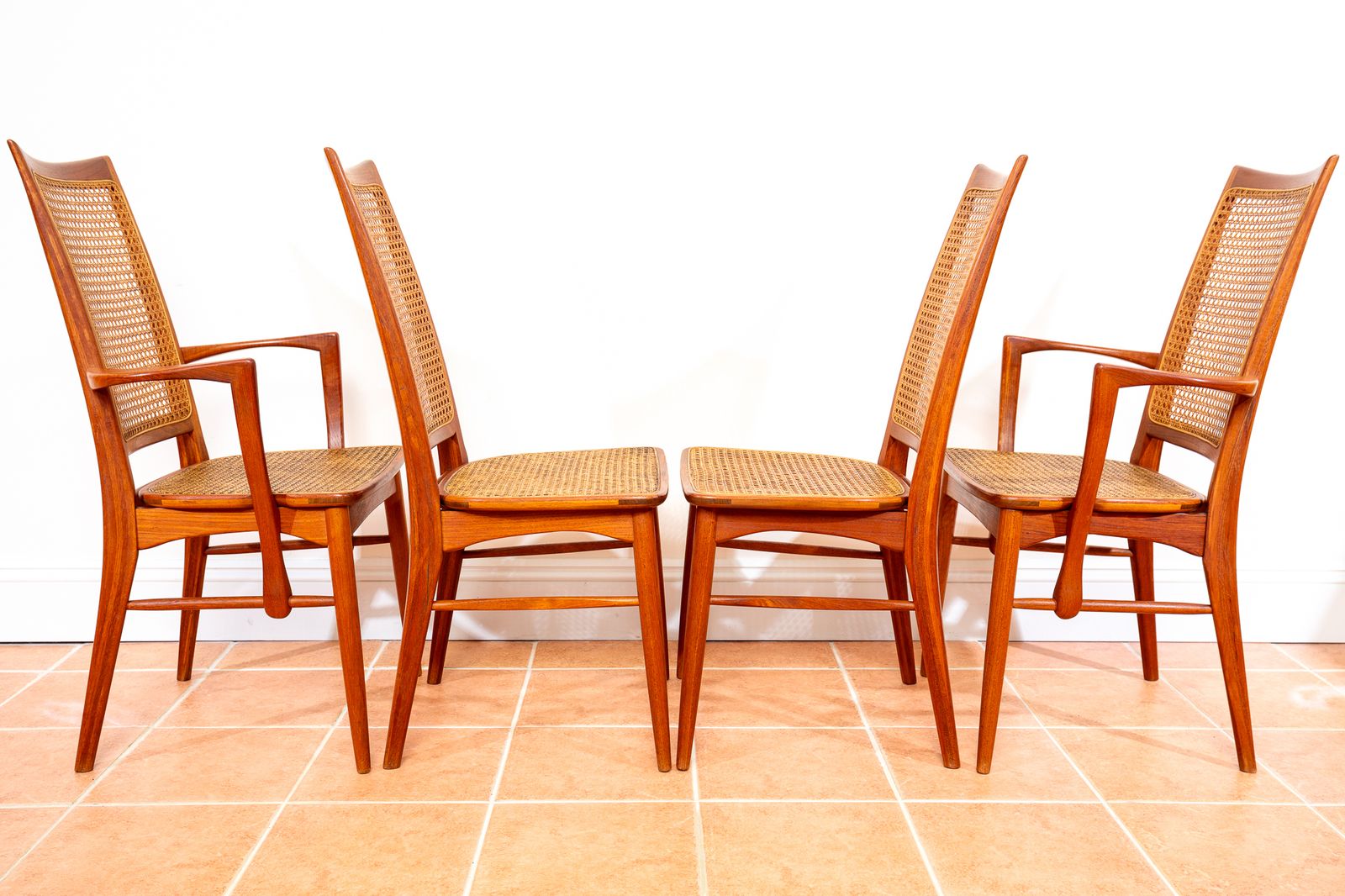 photo furniture Mid Century Danish Dining Chairs By Niels Koefoeds Set Of 4 1960s Teak Two Tone Lis Hornslet Rattan Cane Scandinavian Nordic Japandi Mcm