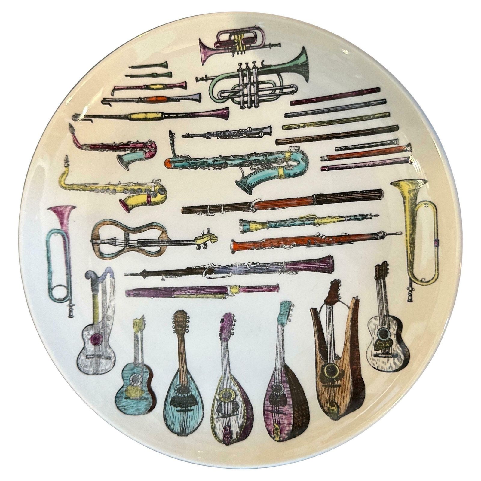 Two 1960s Mid Century Modern Musical Instruments Plates By Piero Fornasetti photo furniture