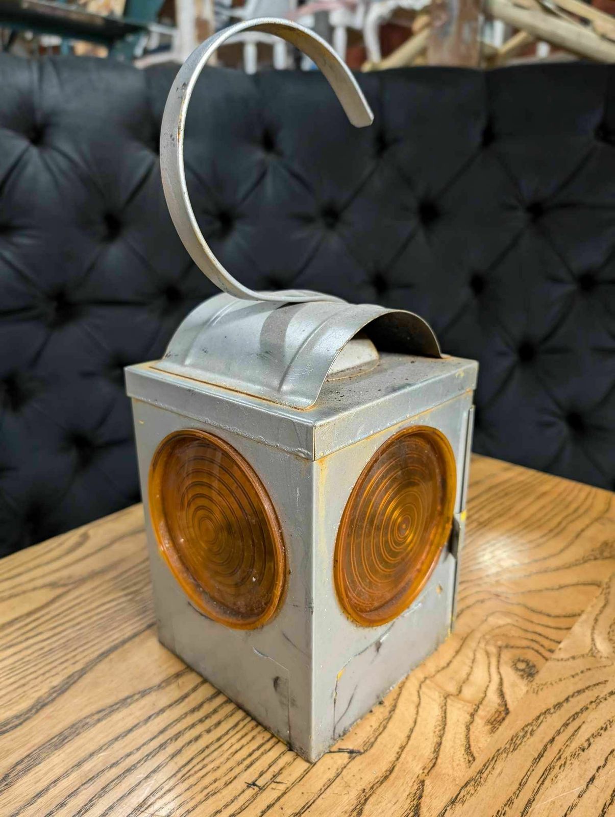 Pair Of Chalwyn Parker Steel Paraffin Road Lamps (Orange Filters) photo 75.0