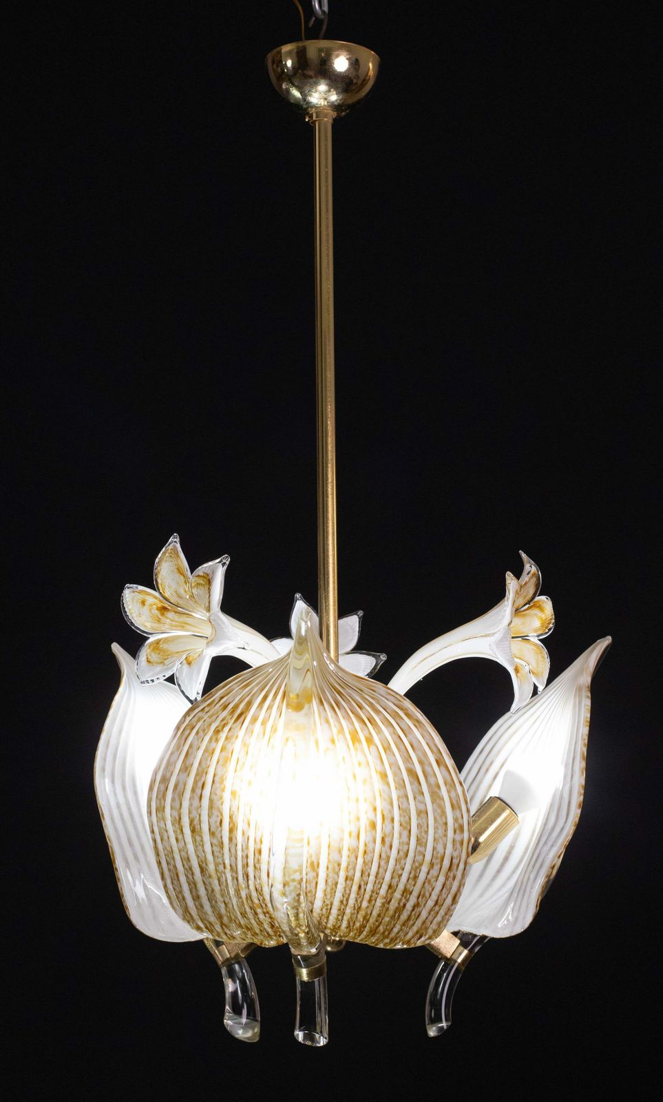 Elegant Gold Chandelier Franco Luce For Seguso, Murano Glass, 1970s photo for sale