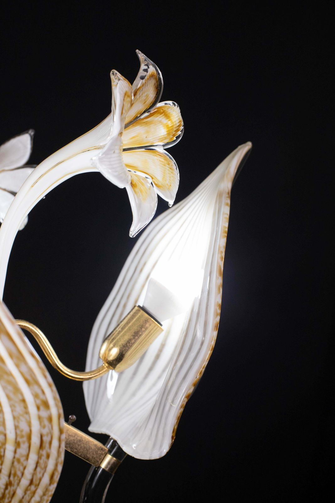 Elegant Gold Chandelier Franco Luce For Seguso, Murano Glass, 1970s photo vintage