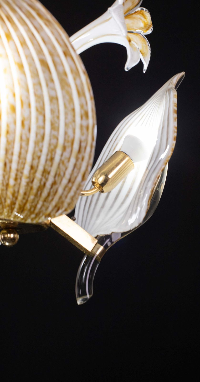 photo vinterior Elegant Gold Chandelier Franco Luce For Seguso, Murano Glass, 1970s
