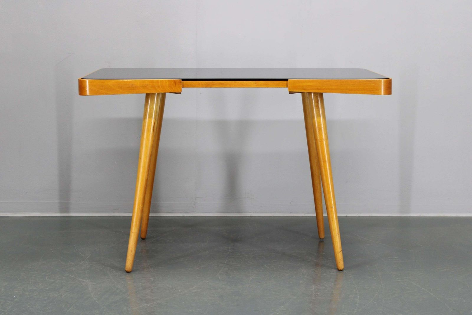 1960s Beech Coffee Table With Glass Top , Czechoslovakia photo for sale