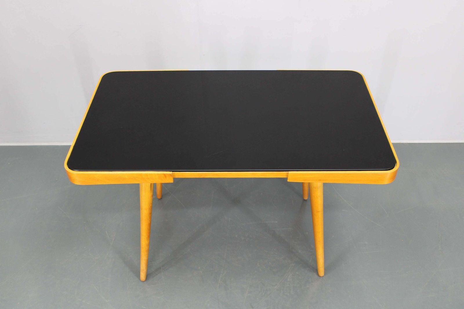 1960s Beech Coffee Table With Glass Top , Czechoslovakia photo Furniture