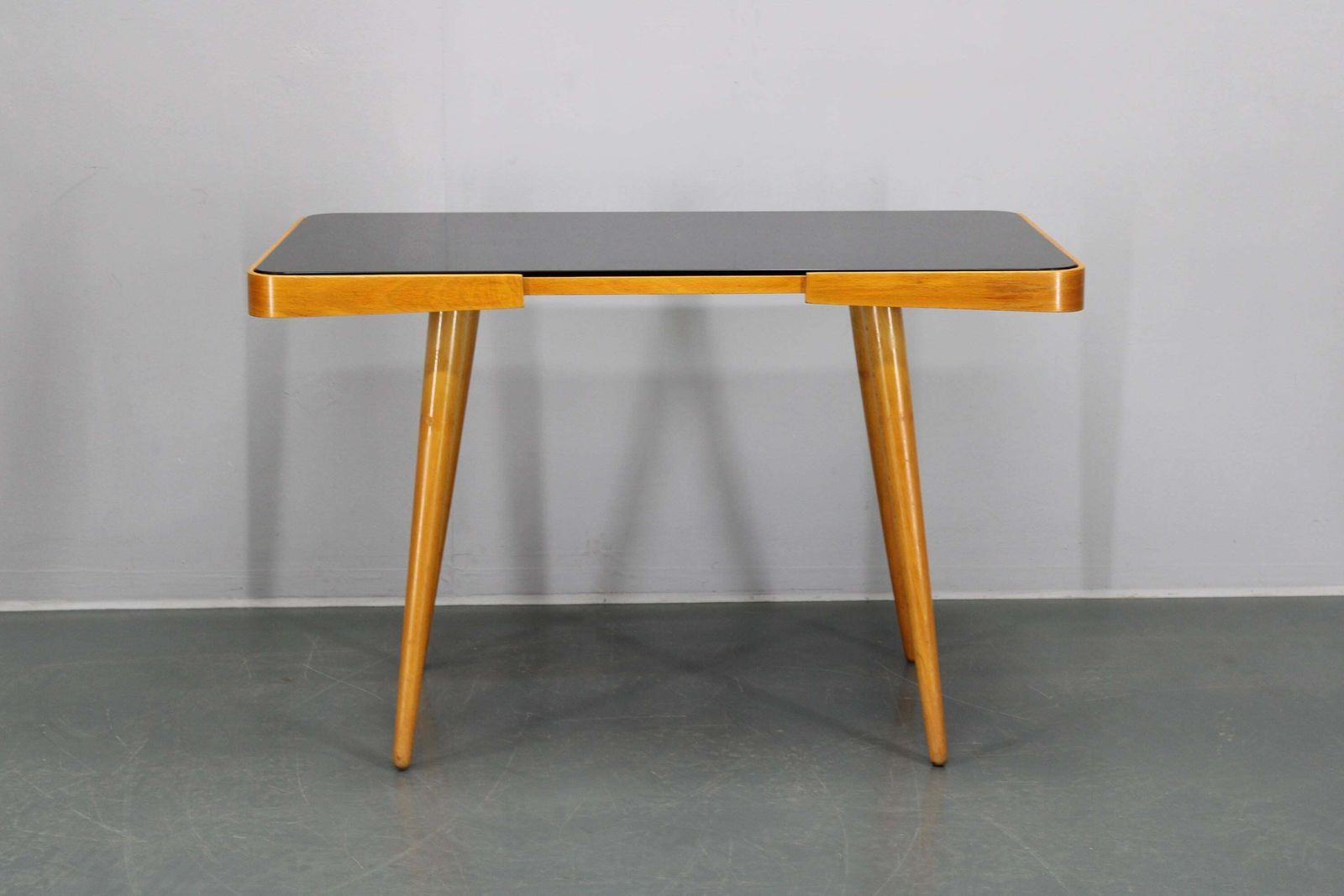 photo vinterior 1960s Beech Coffee Table With Glass Top , Czechoslovakia
