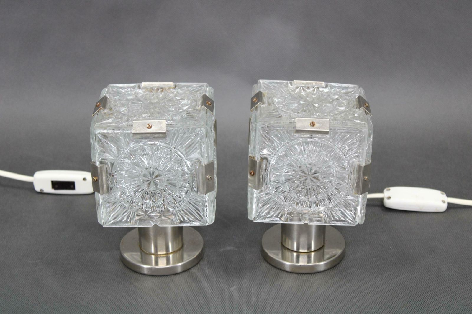 1970s Pair Of Glass Table Lamps By Kamenicky Senov, Czechoslovakia photo Lighting