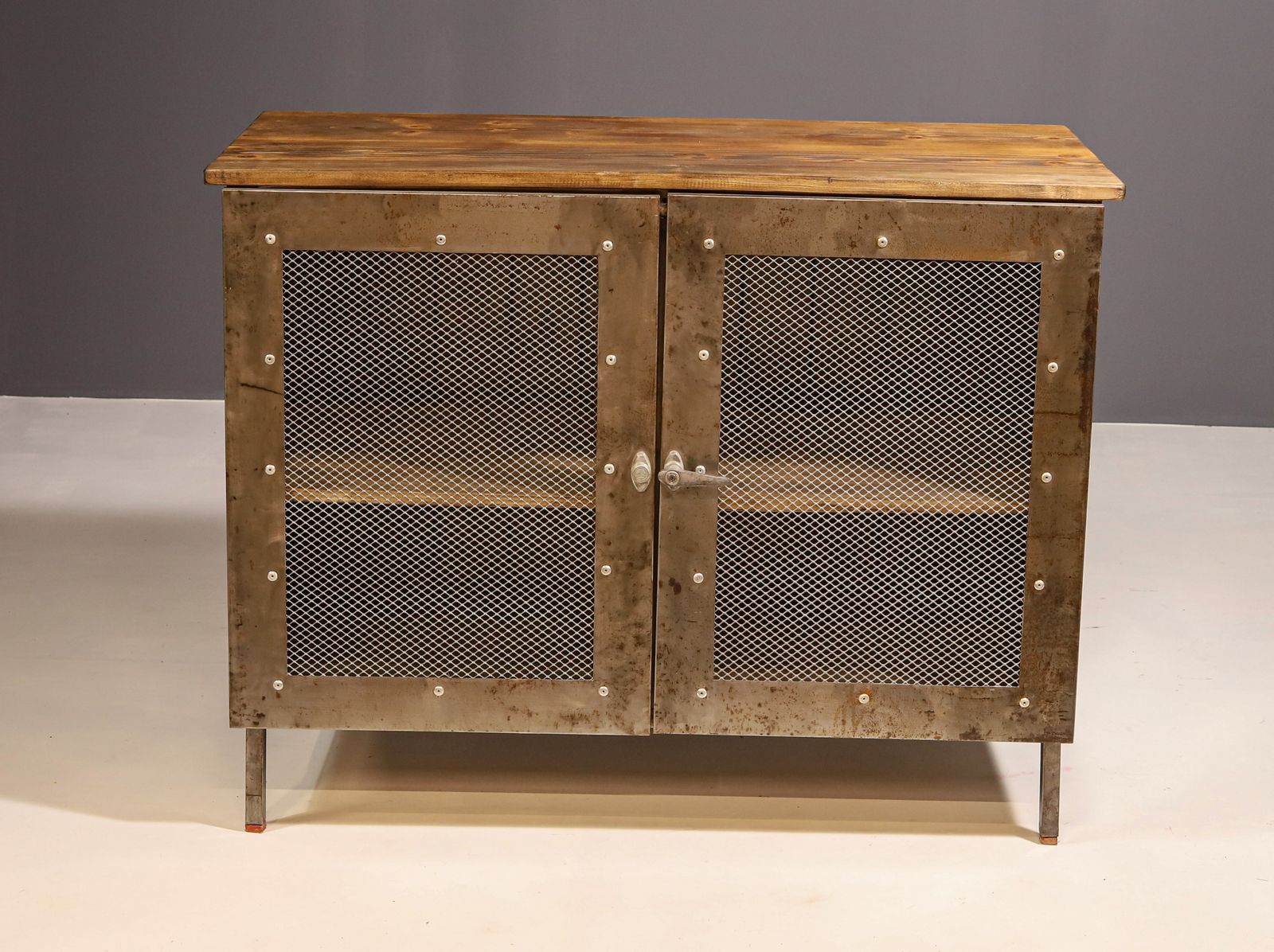 Industrial Iron Cabinet From The 1950s, Czechoslovakia