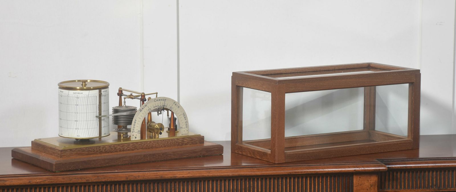 Mahogany Cased Barograph And Barometer By Negretti & Zambra photo vintage
