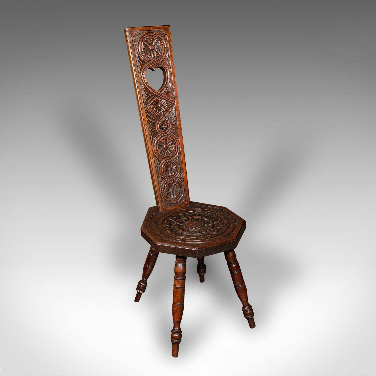 Antique Spinning Chair, English, Carved, Work Stool, Seat, Victorian, Circa 1880
