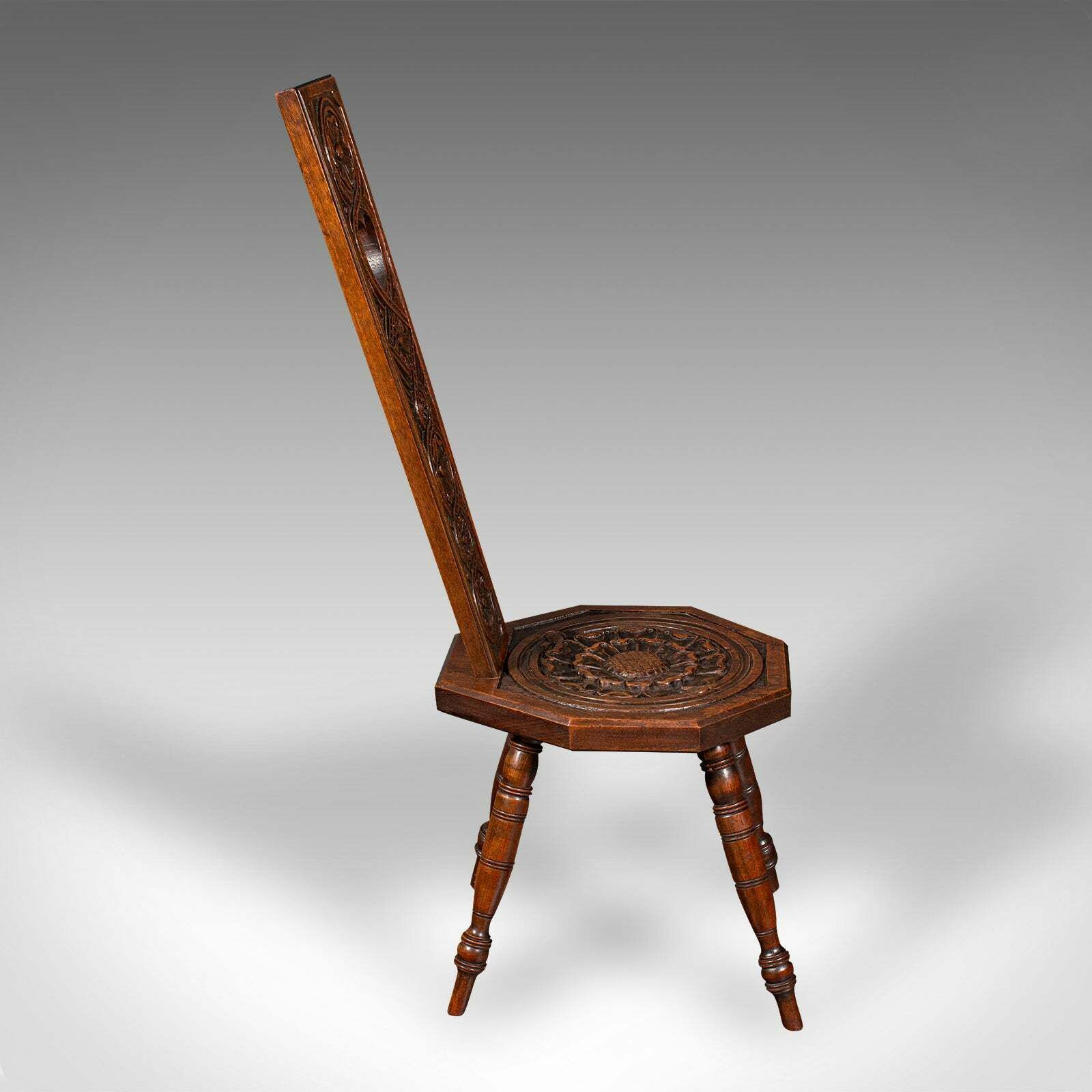 Antique Spinning Chair, English, Carved, Work Stool, Seat, Victorian, Circa 1880 photo for sale