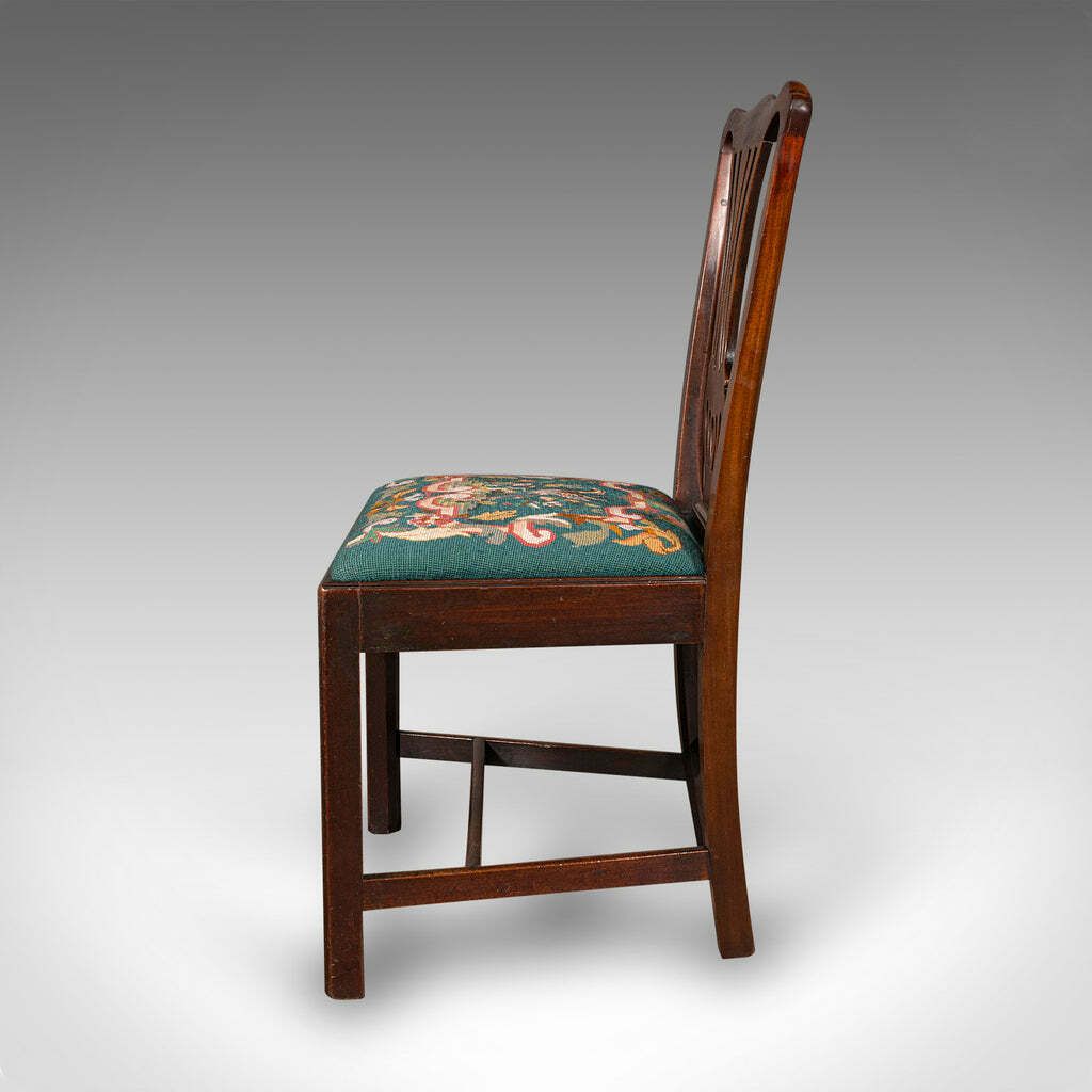 Antique Embroidered Side Chair, English, Hall, Morning Room, Georgian, C.1800 photo 795.0