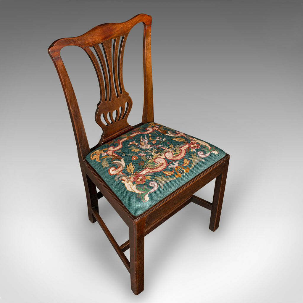 Antique Embroidered Side Chair, English, Hall, Morning Room, Georgian, C.1800 photo vinterior