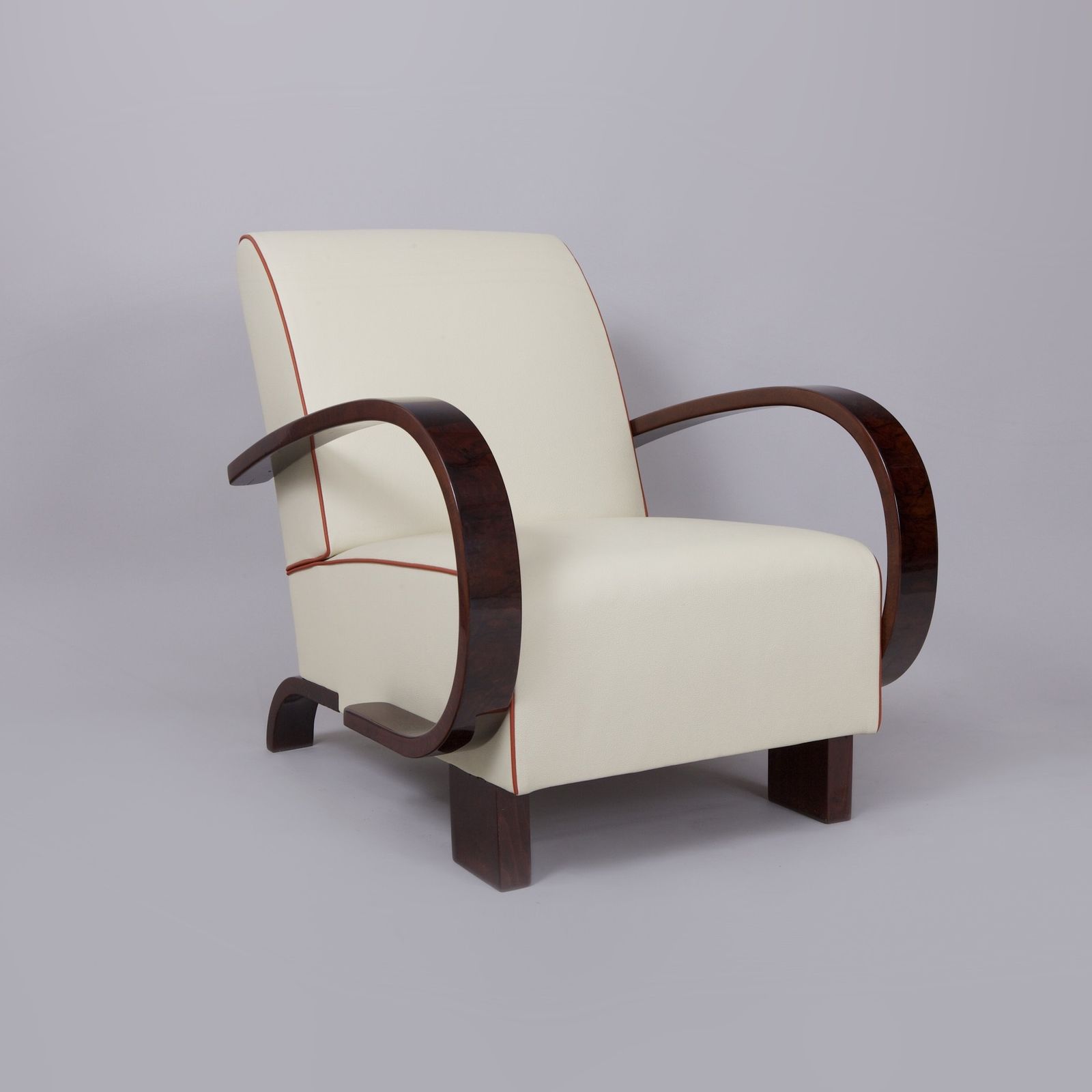 Restored Art Deco Armchair, Walnut, New Upholstery, Czech, 1930s