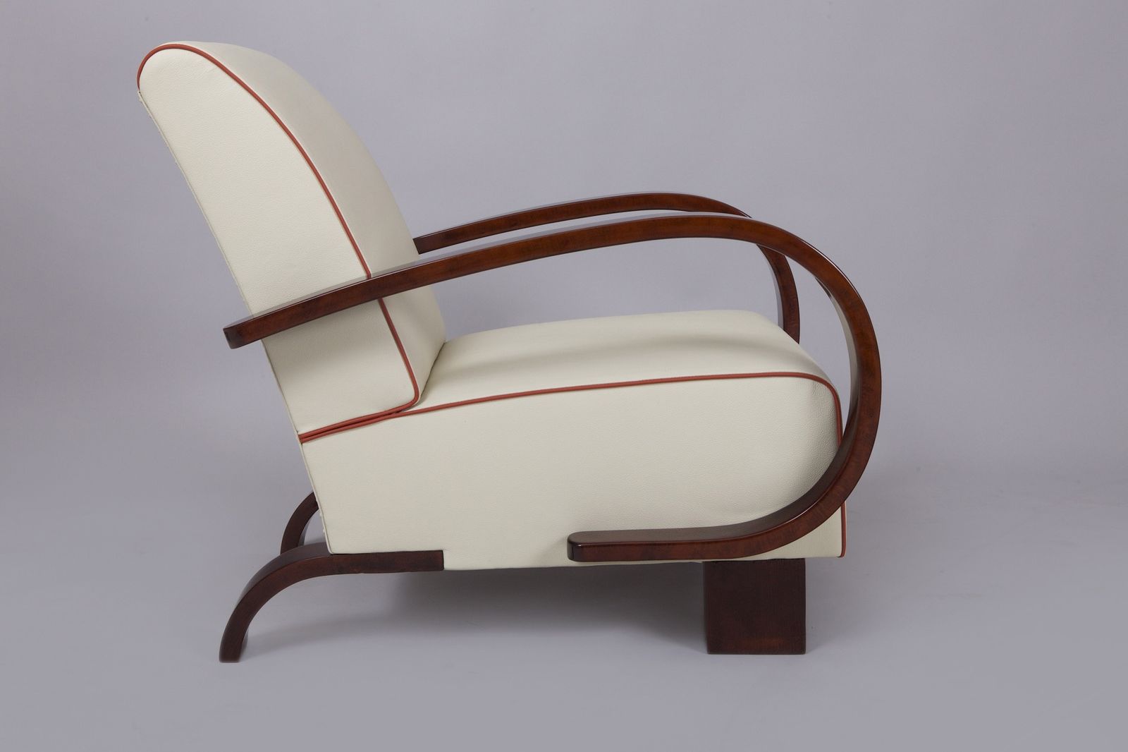 photo furniture Restored Art Deco Armchair, Walnut, New Upholstery, Czech, 1930s