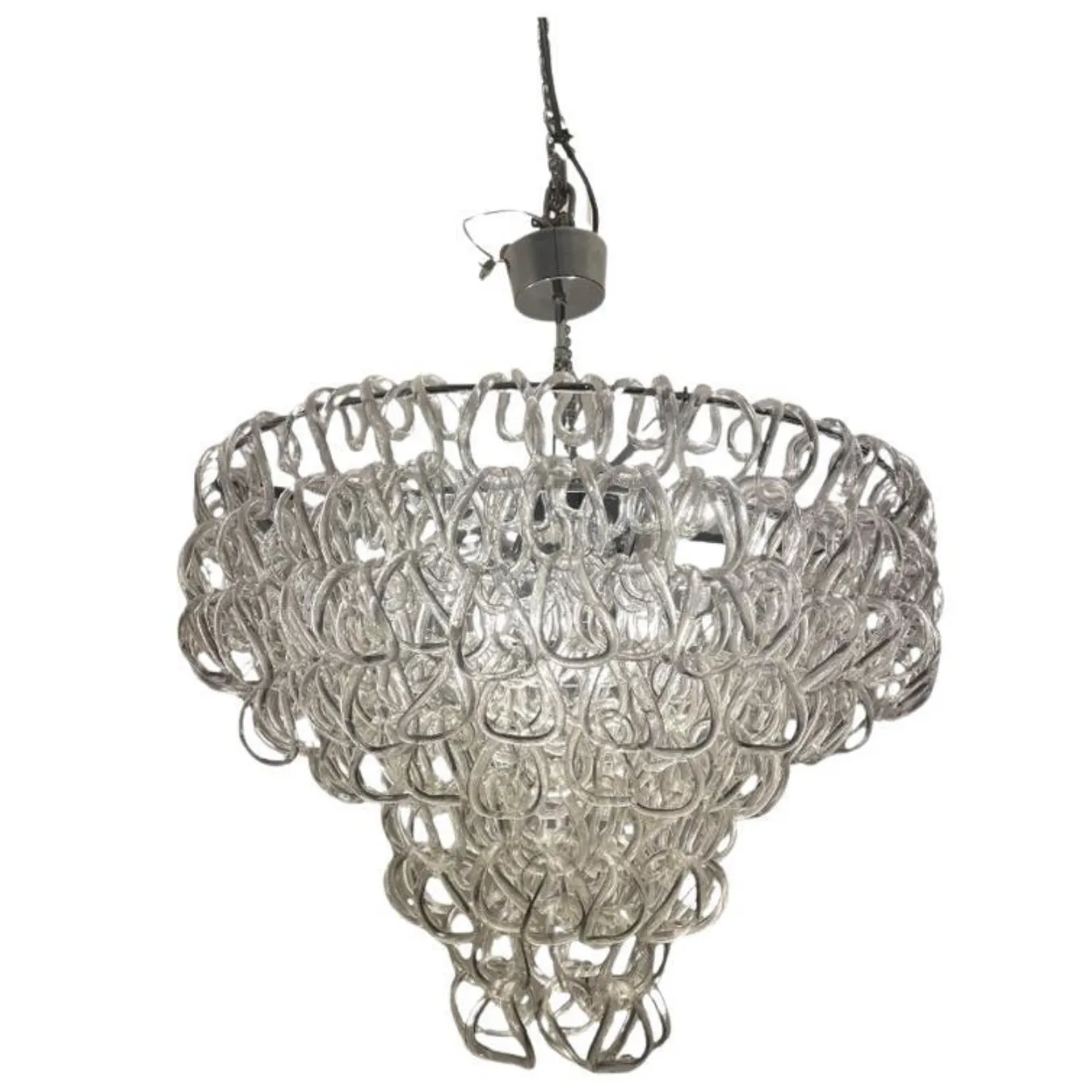 Glass Chandelier By Angelo Mangiarotti For Vistosi, Italy 1970s