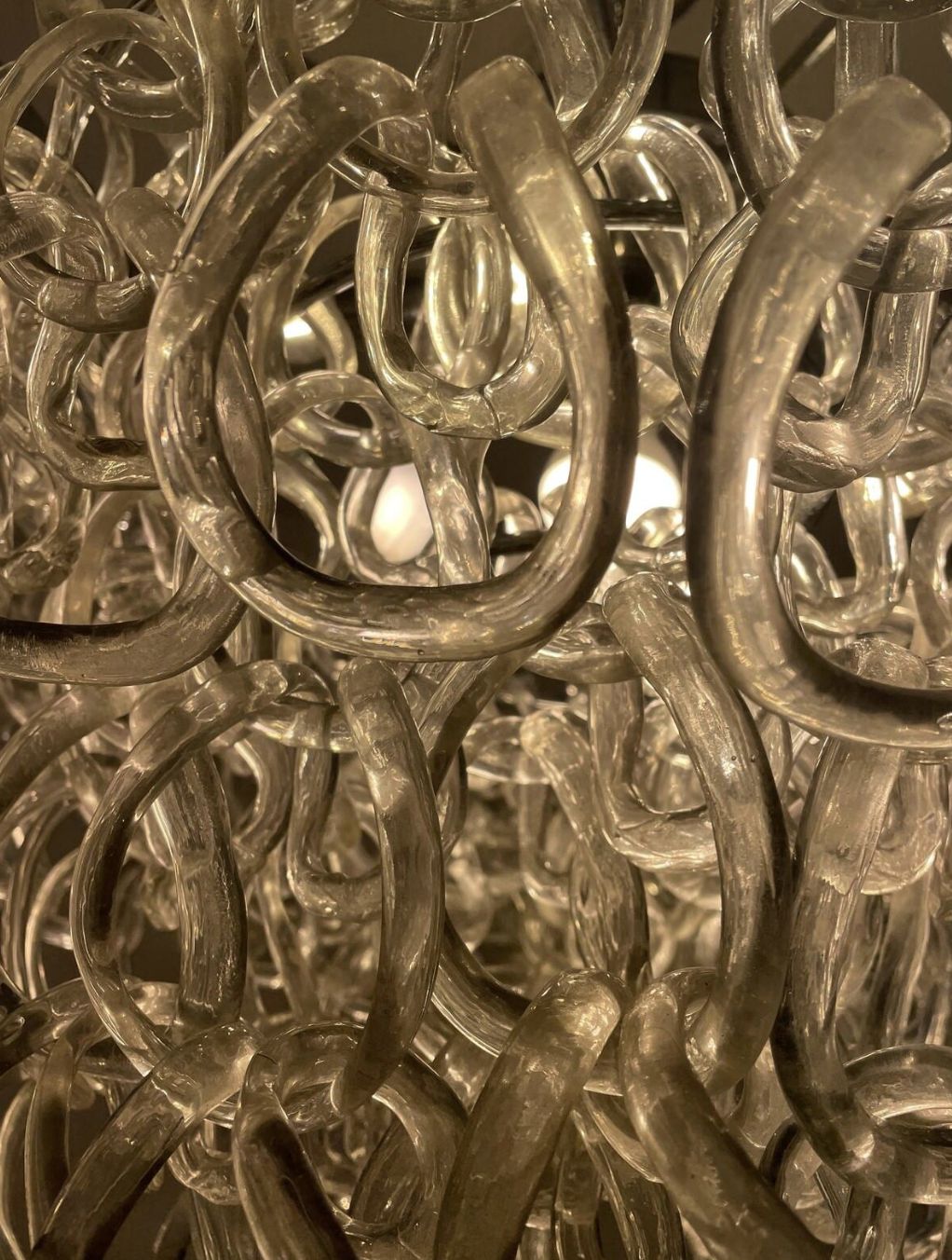 Glass Chandelier By Angelo Mangiarotti For Vistosi, Italy 1970s photo Lighting