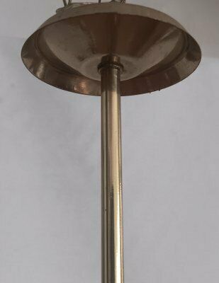 photo for sale Mid Century Italian Brass Chandelier In The Style Of Oscar Torlasco, 1950s