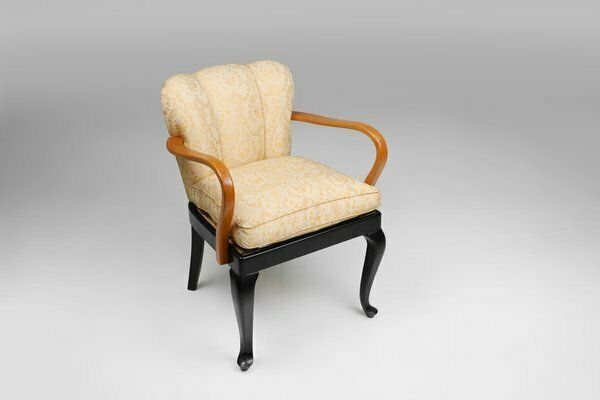 Art Deco Armchair In Beech Wood, France, 1940s photo vintage