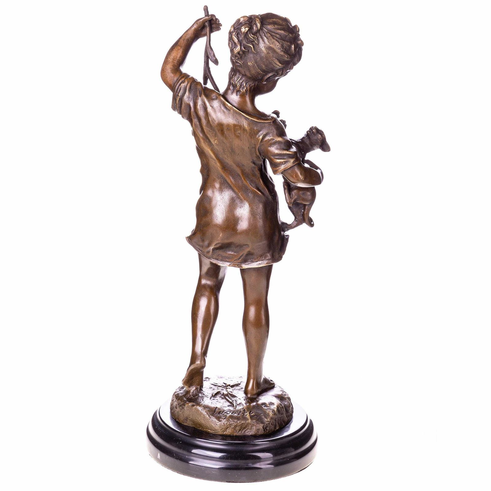 Charming Bronze Sculpture Of A Girl With A Cat – Girl With Cat, Art Piece, Home Decor, Garden Statue, Timeless Art, Elegant Design photo for sale
