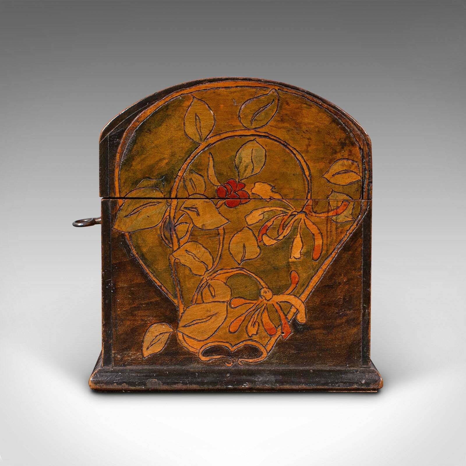Antique Pokerwork Stationery Box, English Desktop Tidy, Arts & Crafts, Victorian photo vinterior
