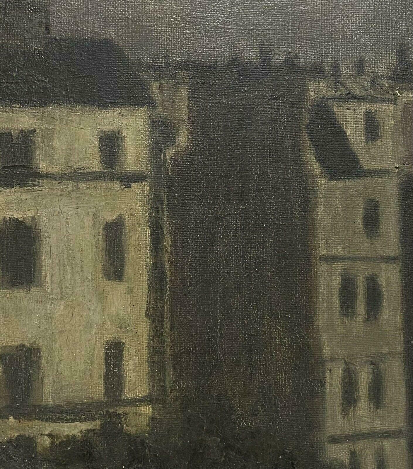 French School1930's French Oil Painting Moody Paris Street By Night, Fascinating Painting
