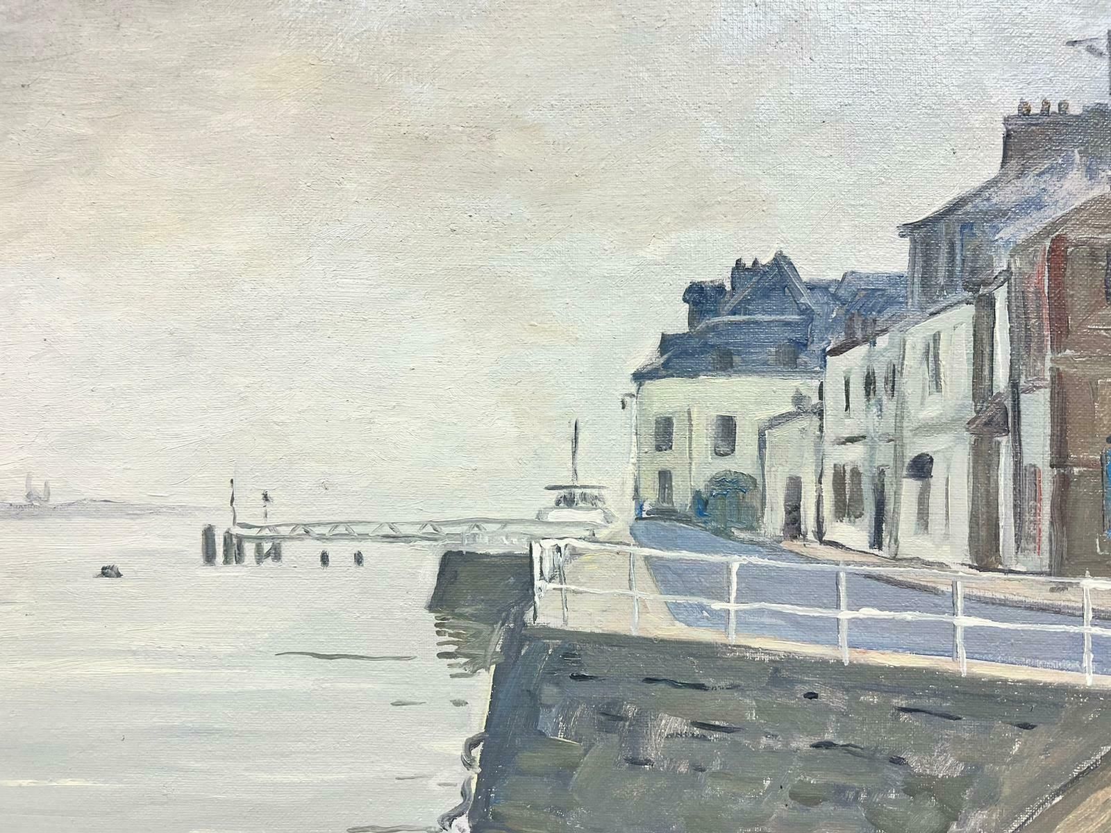 Guy Pichon Brooding & Atmospheric French Impressionist Signed Oil Quillebeuf Harbour20th Century photo 1532.0