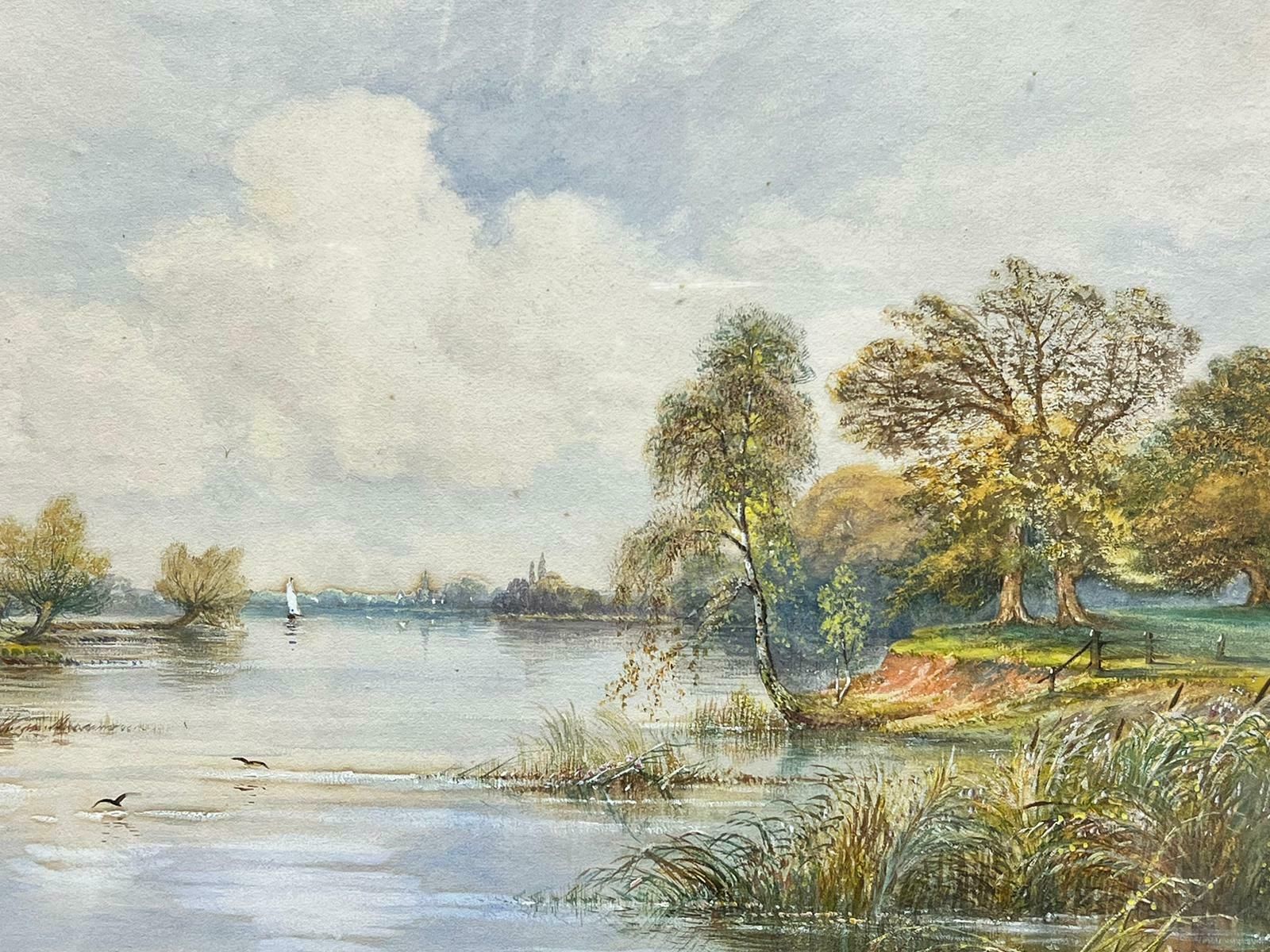 Arthur De Breanskia Sunny Day On The Thames River Landscape, Antique British Painting photo Art