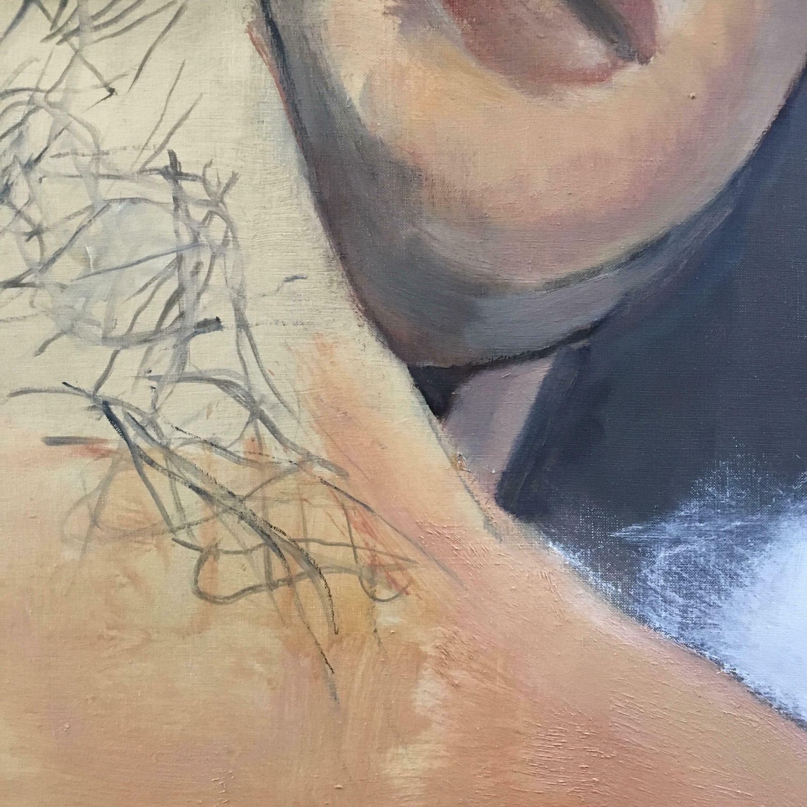 élisabeth Dujarric De La Rivièrehuge 1970s Parisian Nude Portrait Modernist Original Oil Painting Signed1979 photo 2298.0