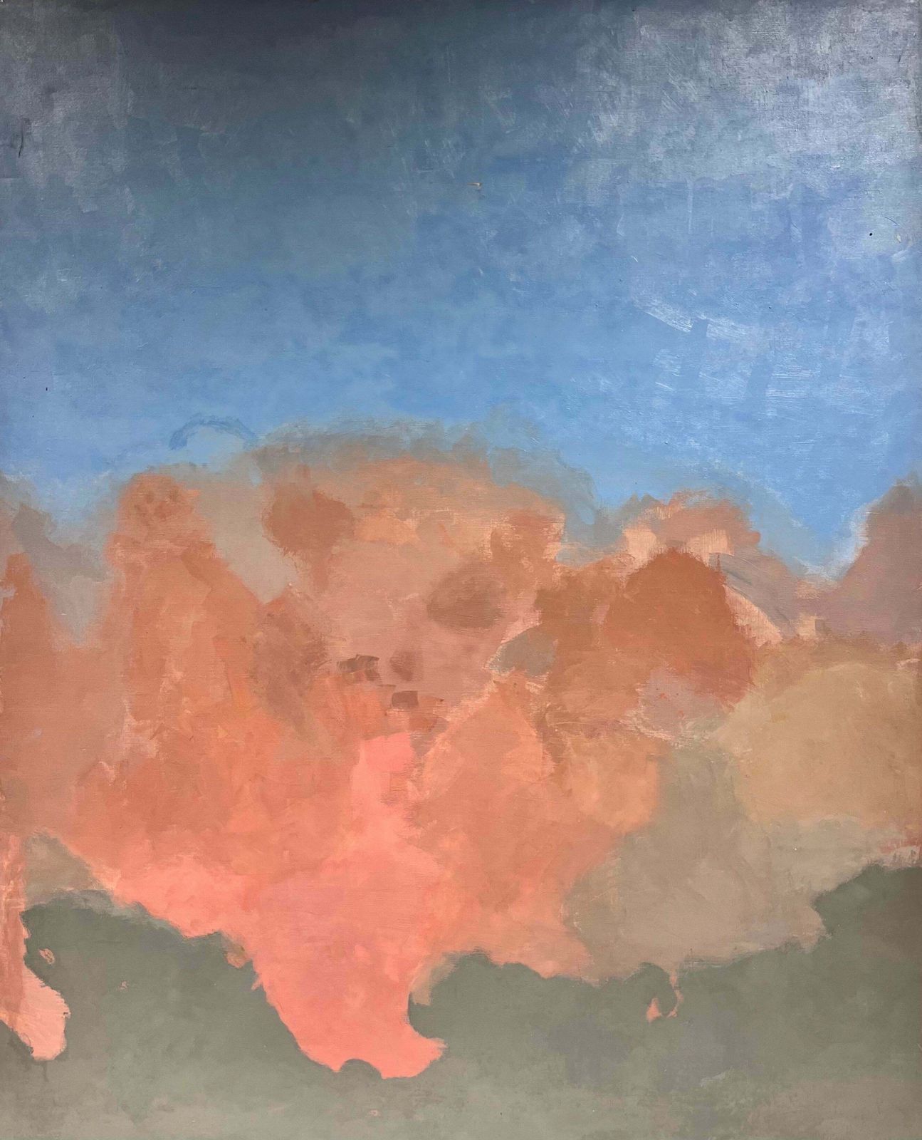 20th Century French Schoolhuge French Modern Abstract Painting   Pink & Blue Clouds Sky