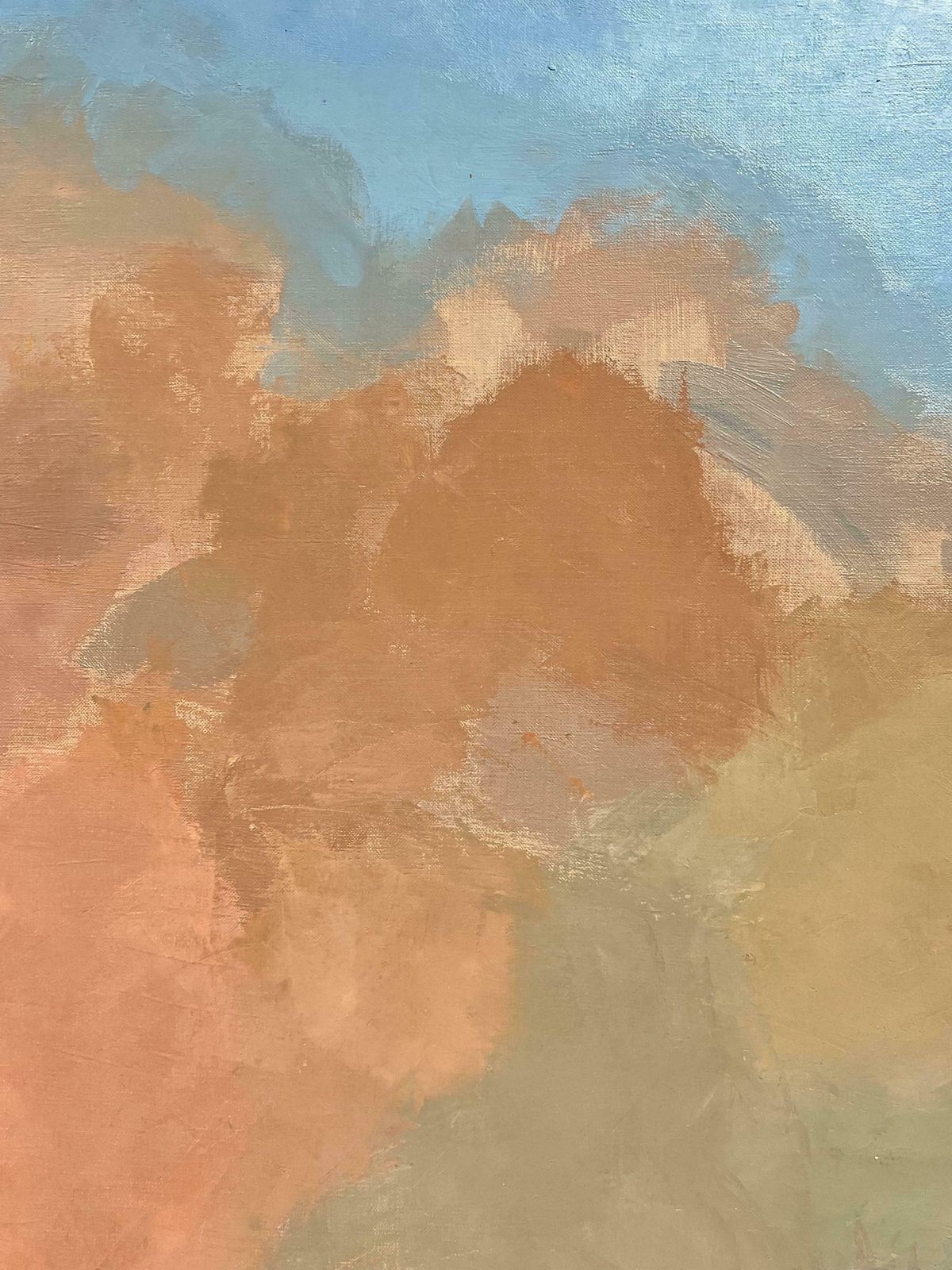 20th Century French Schoolhuge French Modern Abstract Painting   Pink & Blue Clouds Sky photo 2043.0