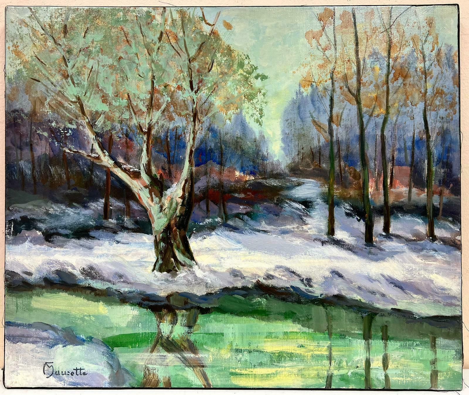 Fernand Maurettesigned French Post Impressionist Oil Winter Landscape With Snowy River