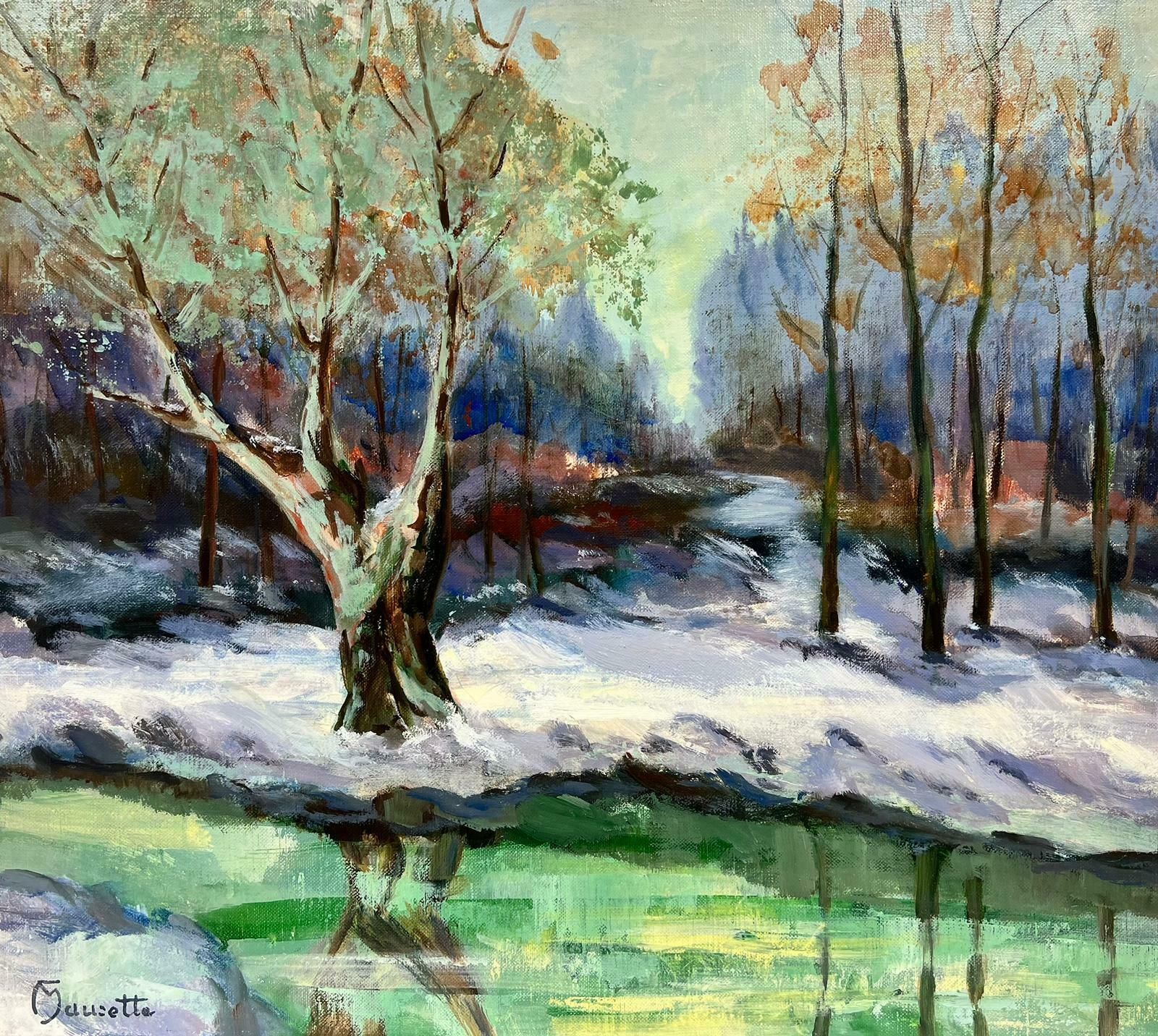 Fernand Maurettesigned French Post Impressionist Oil Winter Landscape With Snowy River photo Art