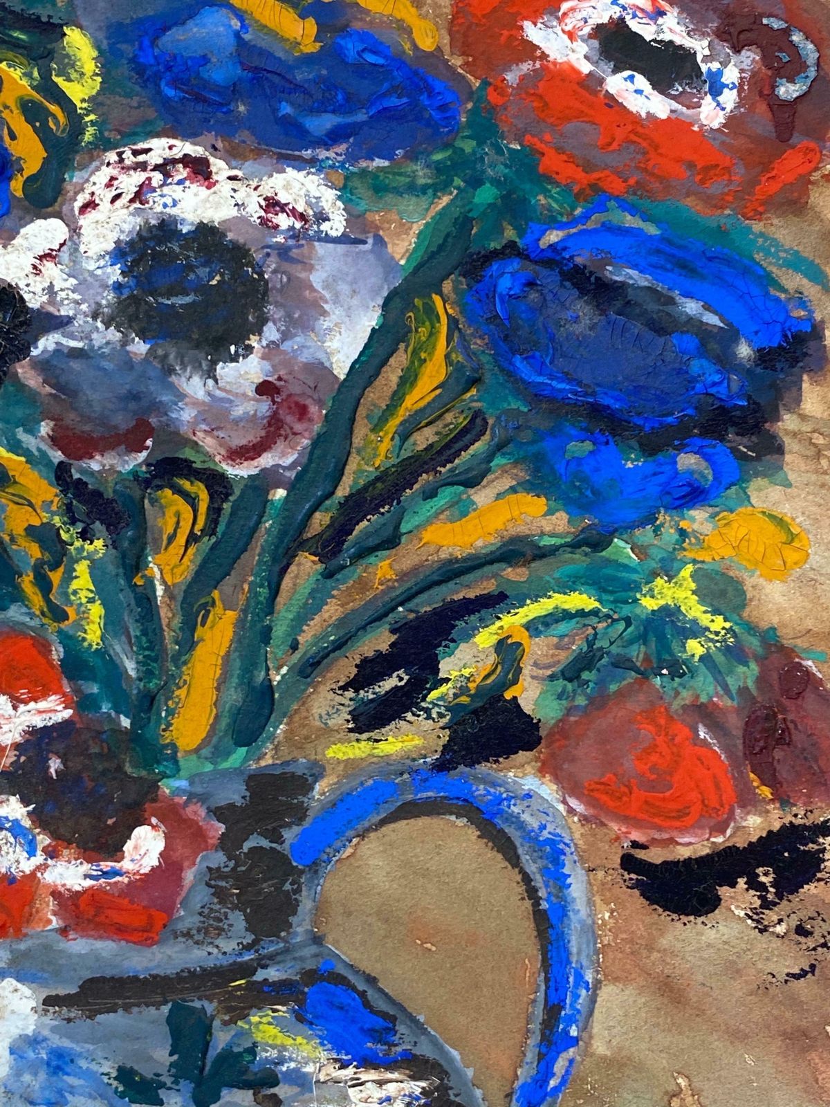 Bernard Labbe1950's French Modernist/ Cubist Painting Floral Abstract1950's photo for sale