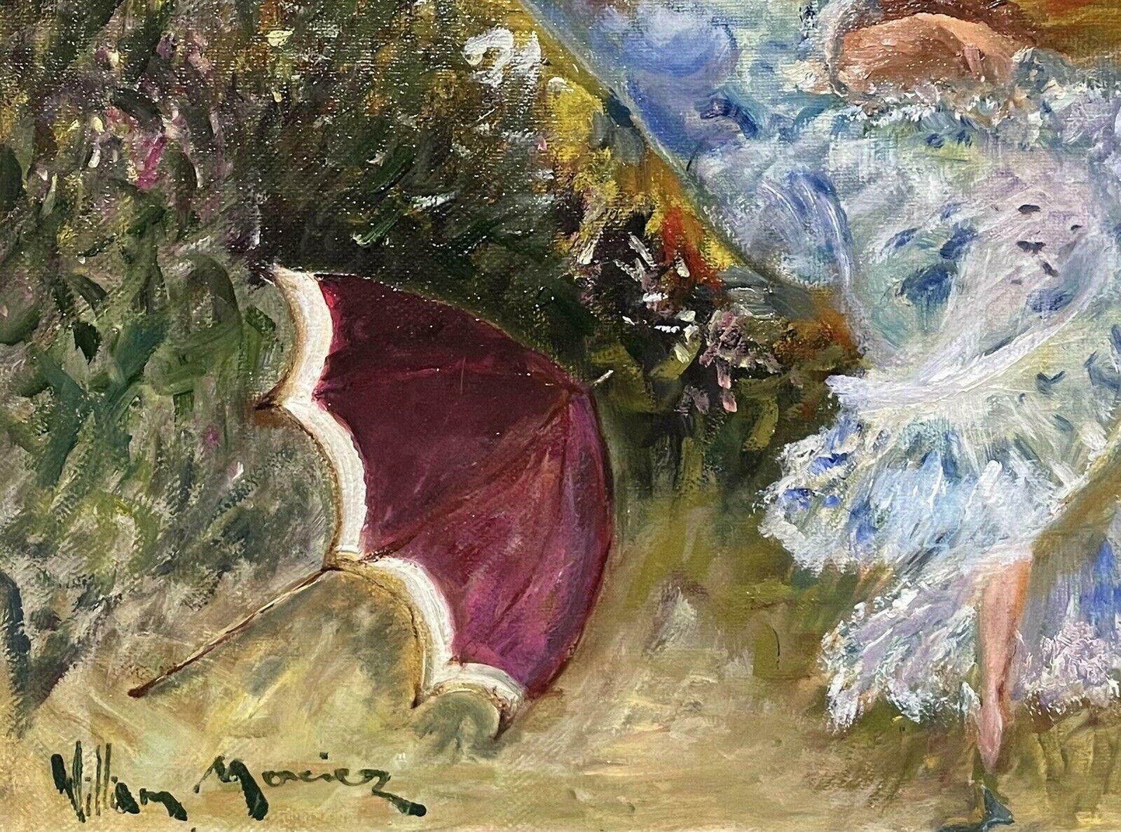 William Mercierwilliam Mercier (French 1939) Signed Impressionist Oil   Lady In Garden Hammockc. 2000 photo for sale